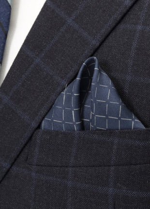 Navy Diamond Pocket Square