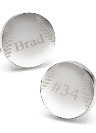 Stainless Steel Engravable Baseball Cufflinks