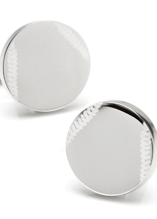 Stainless Steel Engravable Baseball Cufflinks