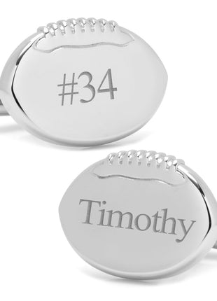 Stainless Steel Engravable Football Cufflinks