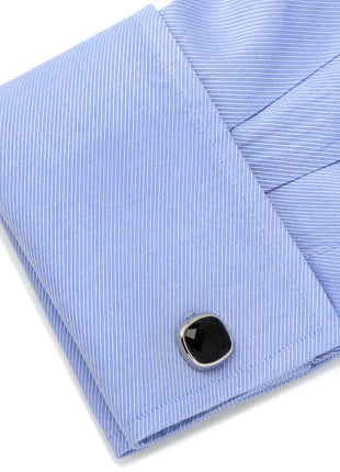 Faceted Onyx Cushion Cufflinks