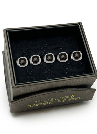 Faceted Onyx Cushion 5-Studs