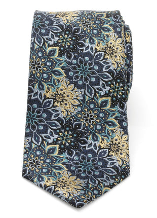 Kaleido Floral Navy Tan Accented Men's Tie