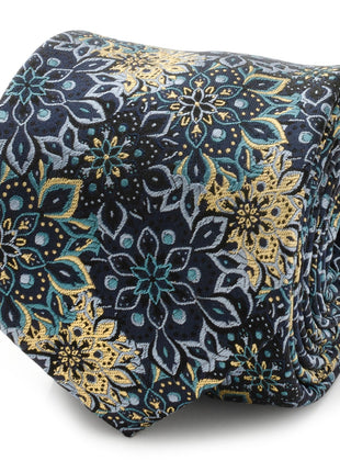Kaleido Floral Navy Tan Accented Men's Tie