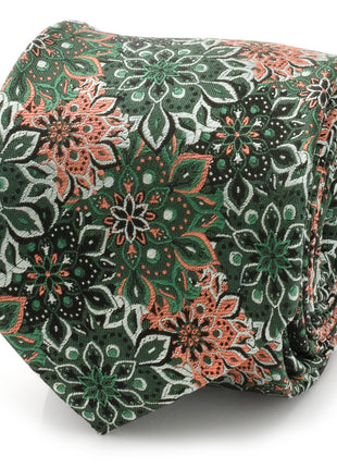 Green Floral Tie and Pocket Square Gift Set