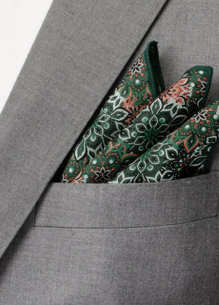 Green Floral Pocket Square