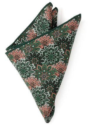Green Floral Pocket Square