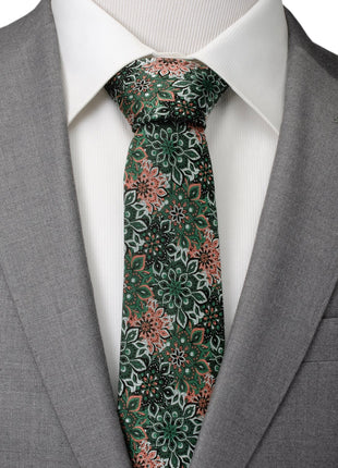 Kaleido Floral Coral Accented Men's Tie