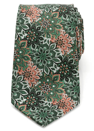 Kaleido Floral Coral Accented Men's Tie