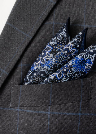 Navy Floral Pocket Square