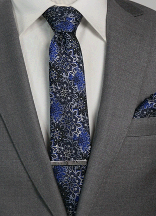Navy Floral Pocket Square