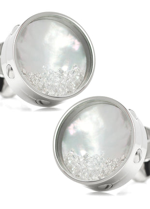 Mother of Pearl Floating Crystals Cufflinks