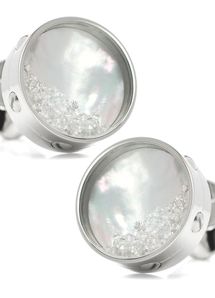 Mother of Pearl Floating Crystals Cufflinks