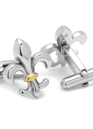 Stainless Steel Two-Tone Fleur De Lis Cufflinks