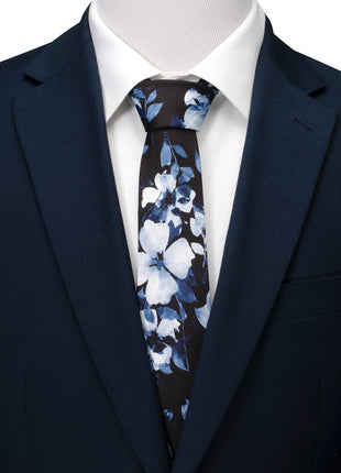 Painted Floral Black Silk Men's Tie