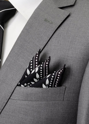 Black/White Men's Silk Pocket Square