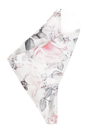 Painted Floral Gray Pocket Square