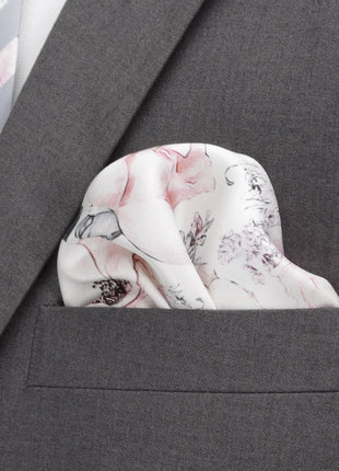Painted Floral Gray Pocket Square