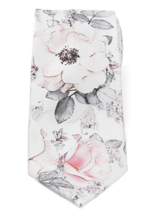 Painted Floral Gray Silk Men's Tie