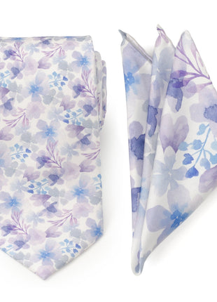 Watercolor Lavender Tie and Pocket Square Gift Set
