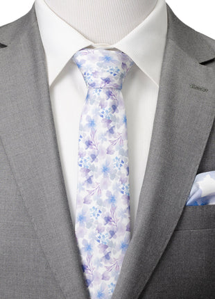 Watercolor Lavender Mix Print Silk Men's Tie