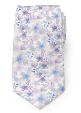 Watercolor Lavender Mix Print Silk Men's Tie