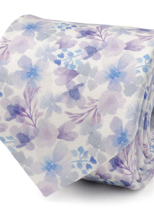 Watercolor Lavender Mix Print Silk Men's Tie
