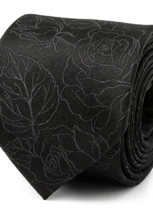 Black Floral Tie and Pocket Square Gift Set