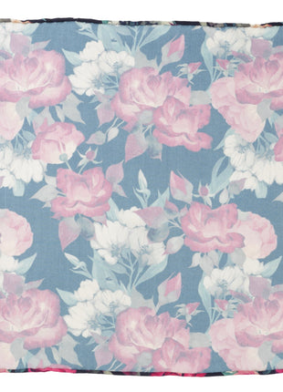 Painted Floral Navy Pocket Square