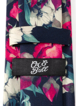 Painted Floral Navy Silk Men's Tie