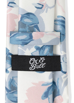 White Floral Patterned Printed Men's Tie