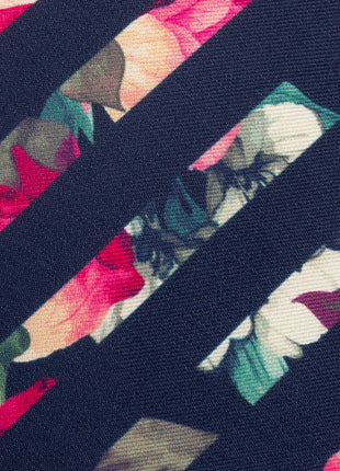 Painted Floral Navy Stripe Silk Men's Tie