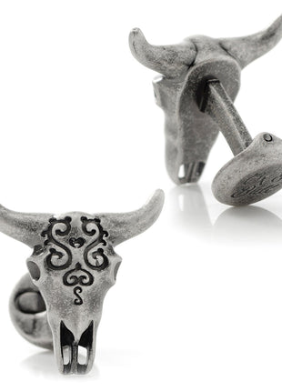 Antique Stainless Steel Carved Cow's Skull