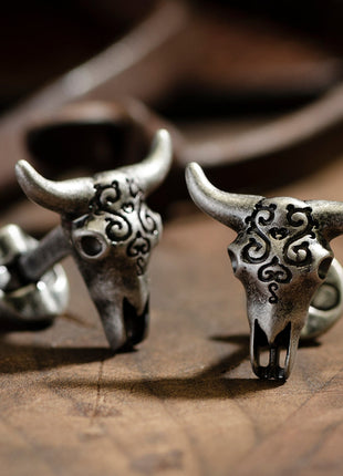 Antique Stainless Steel Carved Cow's Skull