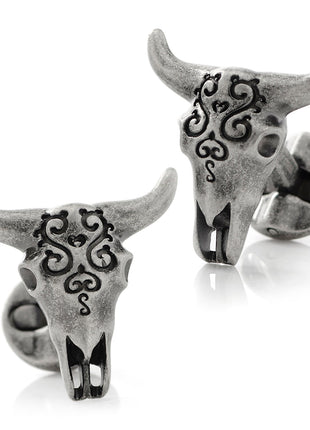Antique Stainless Steel Carved Cow's Skull