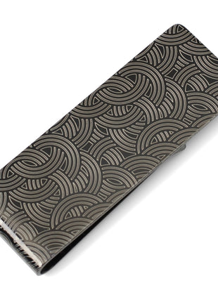 Geometric Stainless Steel Gunmetal Engraved Money Clip