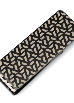 Geometric Stainless Steel Gunmetal Engraved Money Clip