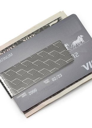 Geometric Stainless Steel Gunmetal Engraved Money Clip