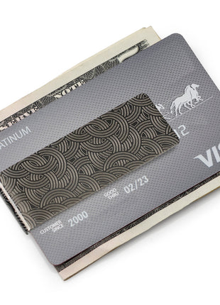 Geometric Stainless Steel Gunmetal Engraved Money Clip