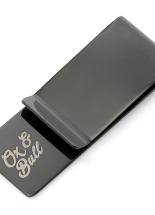 Geometric Stainless Steel Gunmetal Engraved Money Clip