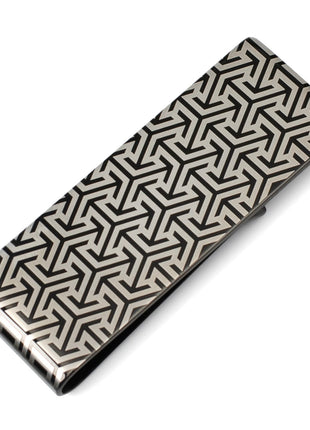 Geometric Stainless Steel Gunmetal Engraved Money Clip