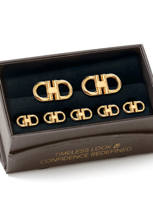 Horse Bit Gold Stainless Steel 5-Stud Set