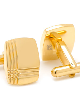 Sterling Silver Gold Tartan Plaid Cufflinks