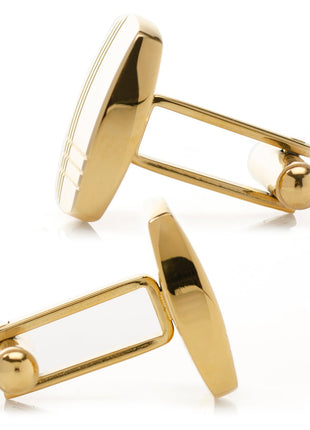 Sterling Silver Gold Tartan Plaid Cufflinks