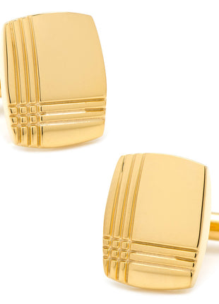 Sterling Silver Gold Tartan Plaid Cufflinks