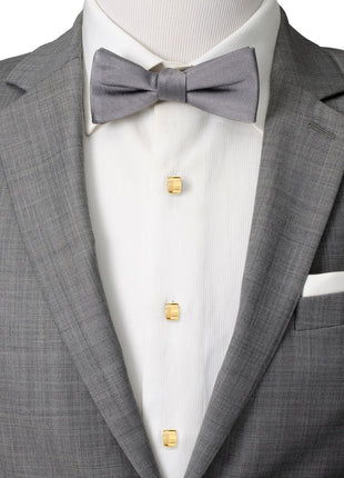 Stainless Steel Gold Tartan Plaid 5-Studs