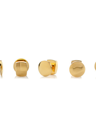 Stainless Steel Gold Tartan Plaid 5-Studs