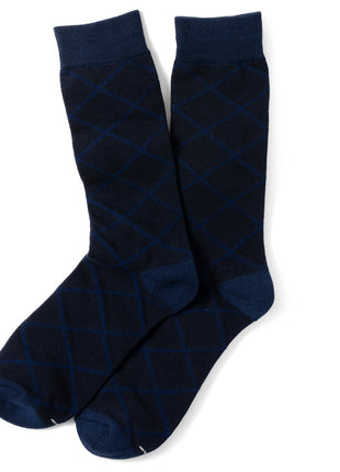 Grid Navy Men's Socks