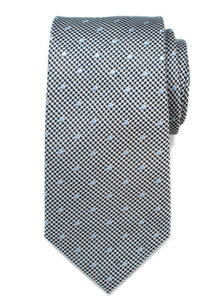 Dotted Herringbone Gray Silk Tie