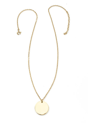 Stainless Steel Gold Engravable Round Pendant Women's Necklace